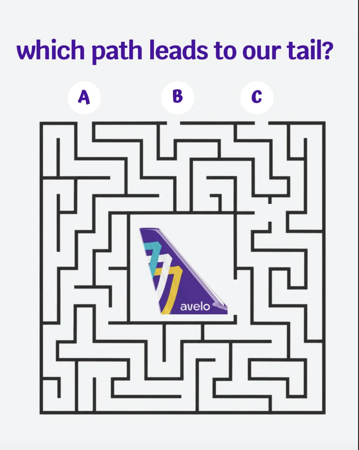 Avelo Airlines maze puzzle post: which path leads to our tail