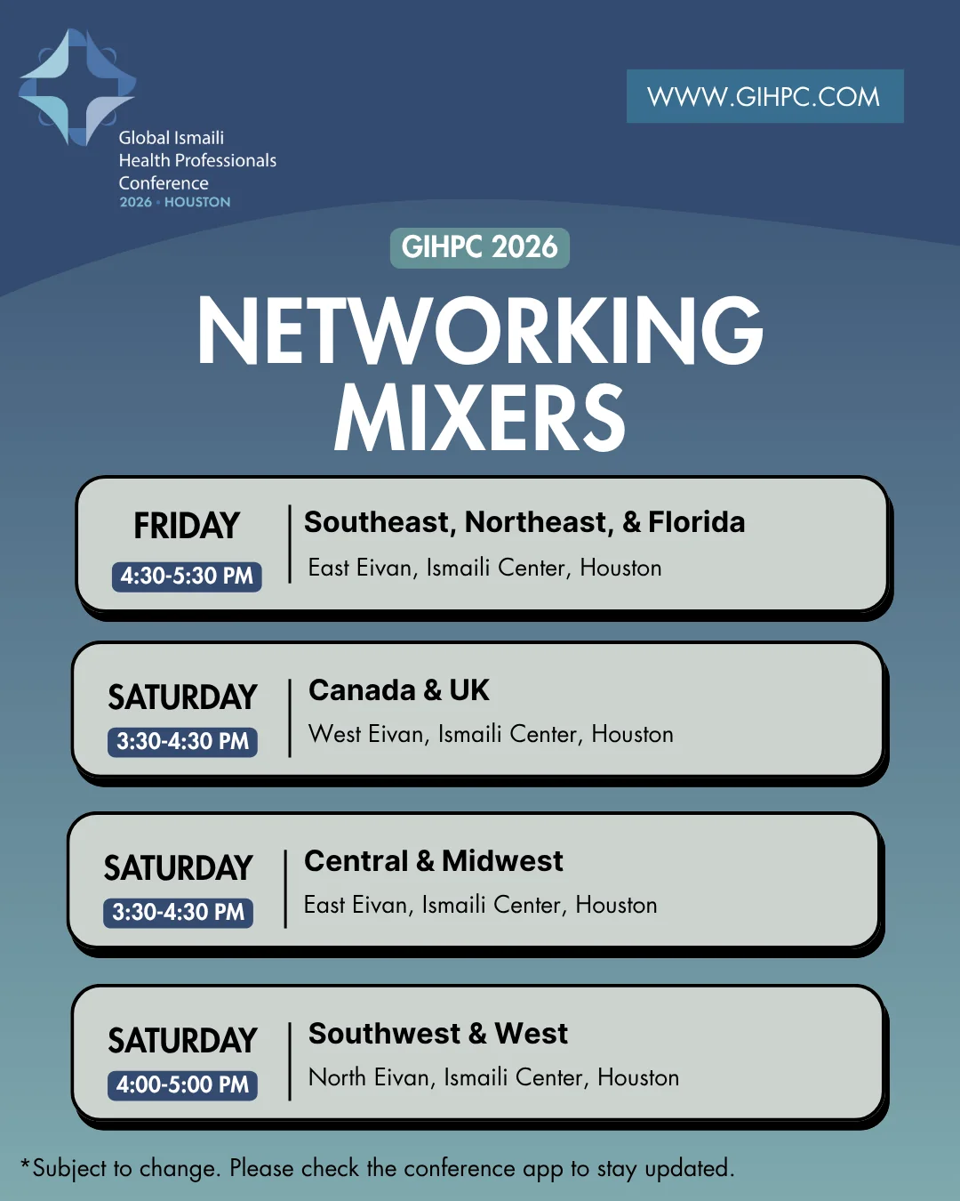 GIHPC 2026 networking mixers schedule graphic