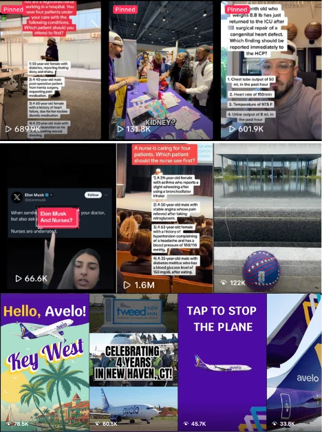 Screenshot of ten top-performing short videos with view counts from 33.8K to 1.6M